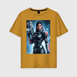 Женская футболка оверсайз Mass Effect -N7 armor