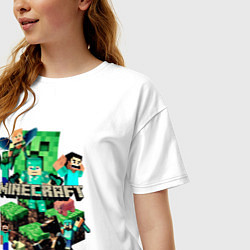Футболка оверсайз женская Персонажи из Minecraft, цвет: белый — фото 2
