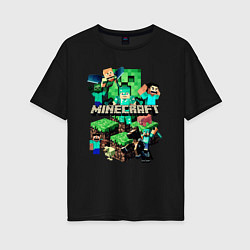 Женская футболка оверсайз Персонажи из Minecraft