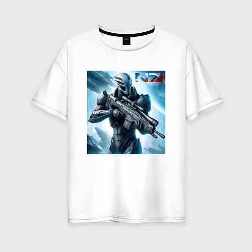 Женская футболка оверсайз Mass Effect - N7 ai art / Белый – фото 1