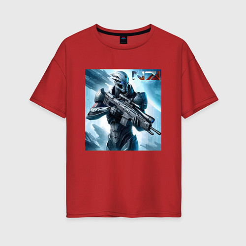 Женская футболка оверсайз Mass Effect - N7 ai art / Красный – фото 1