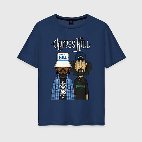 Женская футболка оверсайз Cypress hill - B Real and Sen Dog / Тёмно-синий – фото 1