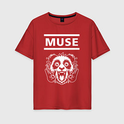 Футболка оверсайз женская Muse rock panda, цвет: красный