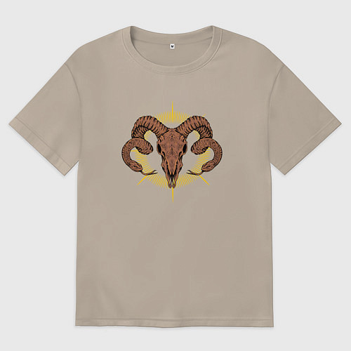 Женская футболка оверсайз Череп и змеи / Миндальный – фото 1