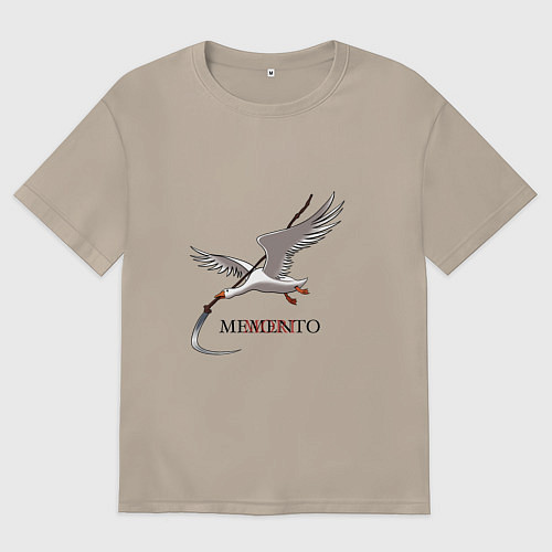 Женская футболка оверсайз Гусь с косой / Миндальный – фото 1