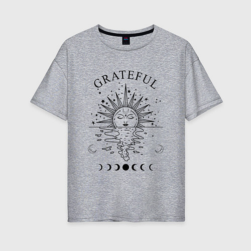 Женская футболка оверсайз Grateful / Меланж – фото 1