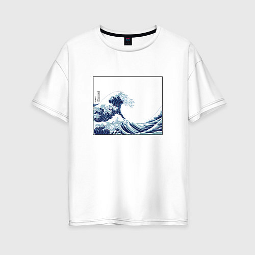 Женская футболка оверсайз Японская волна / Белый – фото 1