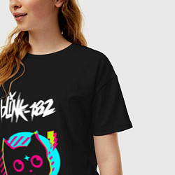 Футболка оверсайз женская Blink 182 rock star cat, цвет: черный — фото 2