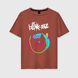 Женская футболка оверсайз Blink 182 rock star cat
