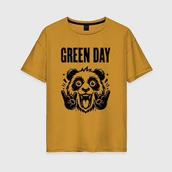 Футболка оверсайз женская Green Day - rock panda, цвет: горчичный