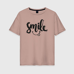Футболка оверсайз женская Funny smile, цвет: пыльно-розовый