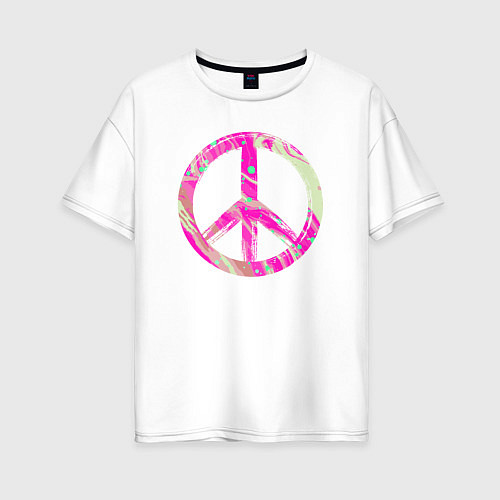 Женская футболка оверсайз Pink peace / Белый – фото 1