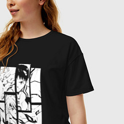 Футболка оверсайз женская Синдзи Икари и Аска Лэнгли, цвет: черный — фото 2