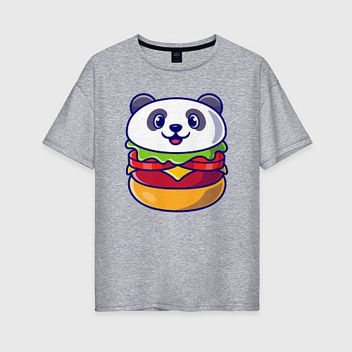 Женская футболка оверсайз Панда бургер / Меланж – фото 1