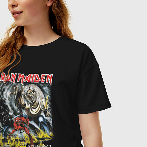 Женская футболка оверсайз Iron Maiden The Number Of The Beast 666 / Черный – фото 3