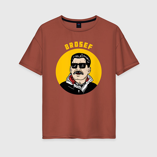 Женская футболка оверсайз Brosef Stalin / Кирпичный – фото 1