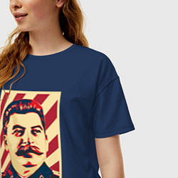 Футболка оверсайз женская Stalin face, цвет: тёмно-синий — фото 2