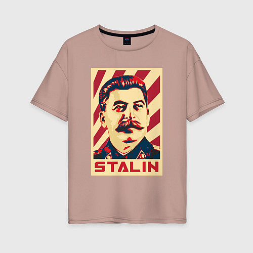 Женская футболка оверсайз Stalin face / Пыльно-розовый – фото 1