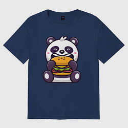 Женская футболка оверсайз Панда ест гамбургер