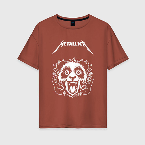 Женская футболка оверсайз Metallica rock panda / Кирпичный – фото 1