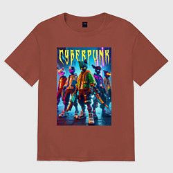 Женская футболка оверсайз Фурри - киберпанк