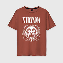 Футболка оверсайз женская Nirvana rock panda, цвет: кирпичный
