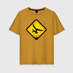 Женская футболка оверсайз Знаки опасности- совы