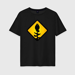 Женская футболка оверсайз Знаки опасности: медведь-сова