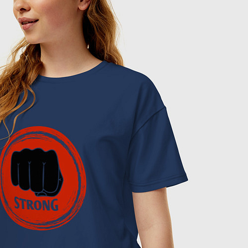 Женская футболка оверсайз MMA strong / Тёмно-синий – фото 3