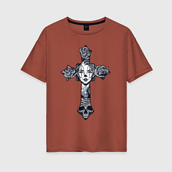 Футболка оверсайз женская Woman cross, цвет: кирпичный