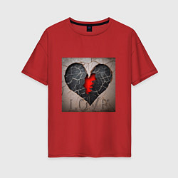 Женская футболка оверсайз Трещина на сердце