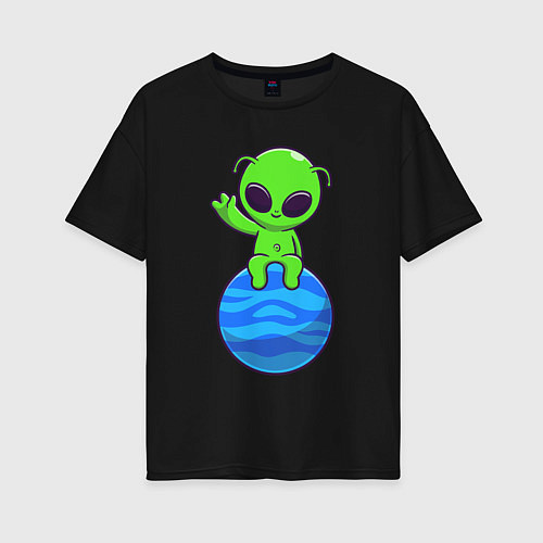 Женская футболка оверсайз Привет от пришельца / Черный – фото 1