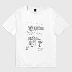 Футболка оверсайз женская Чертеж гитары fender, цвет: белый