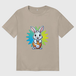 Женская футболка оверсайз Зайчик и мячик