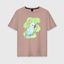 Женская футболка оверсайз Забавный попугай какаду