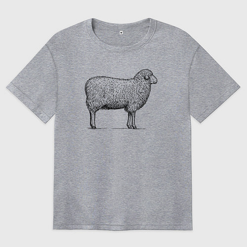 Женская футболка оверсайз Овечка / Меланж – фото 1