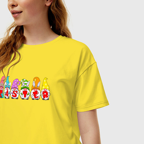Женская футболка оверсайз Пасхальные гномы поздравляют / Желтый – фото 3