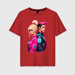 Женская футболка оверсайз Ken and Barbie - ai art