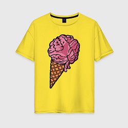 Футболка оверсайз женская Brain ice cream, цвет: желтый