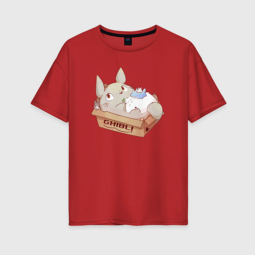 Женская футболка оверсайз Ghibli Totoro / Красный – фото 1