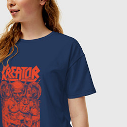 Футболка оверсайз женская Kreator Demonic Future Red, цвет: тёмно-синий — фото 2