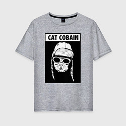 Женская футболка оверсайз Cat cobain