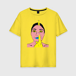 Футболка оверсайз женская Палец в носу, цвет: желтый
