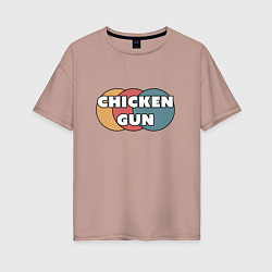 Женская футболка оверсайз Chicken gun круги