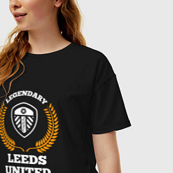 Футболка оверсайз женская Лого Leeds United и надпись legendary football clu, цвет: черный — фото 2