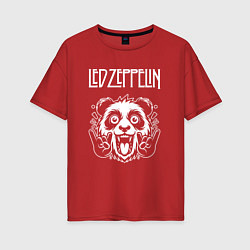 Футболка оверсайз женская Led Zeppelin rock panda, цвет: красный