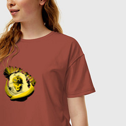 Футболка оверсайз женская Обезьяна и банана, цвет: кирпичный — фото 2