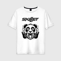 Футболка оверсайз женская Skillet - rock panda, цвет: белый