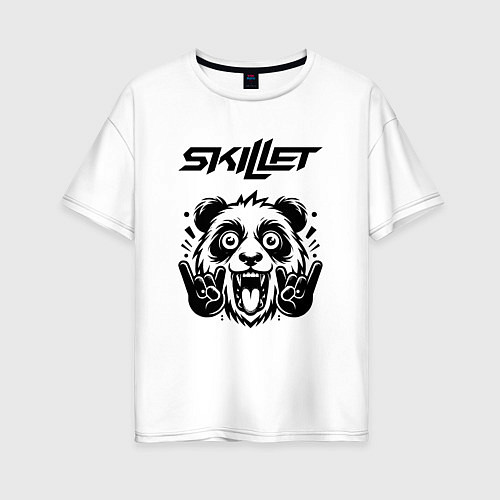Женская футболка оверсайз Skillet - rock panda / Белый – фото 1