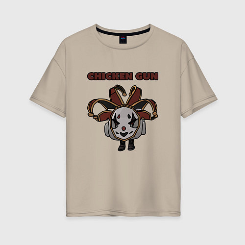 Женская футболка оверсайз Chicken gun clown / Миндальный – фото 1